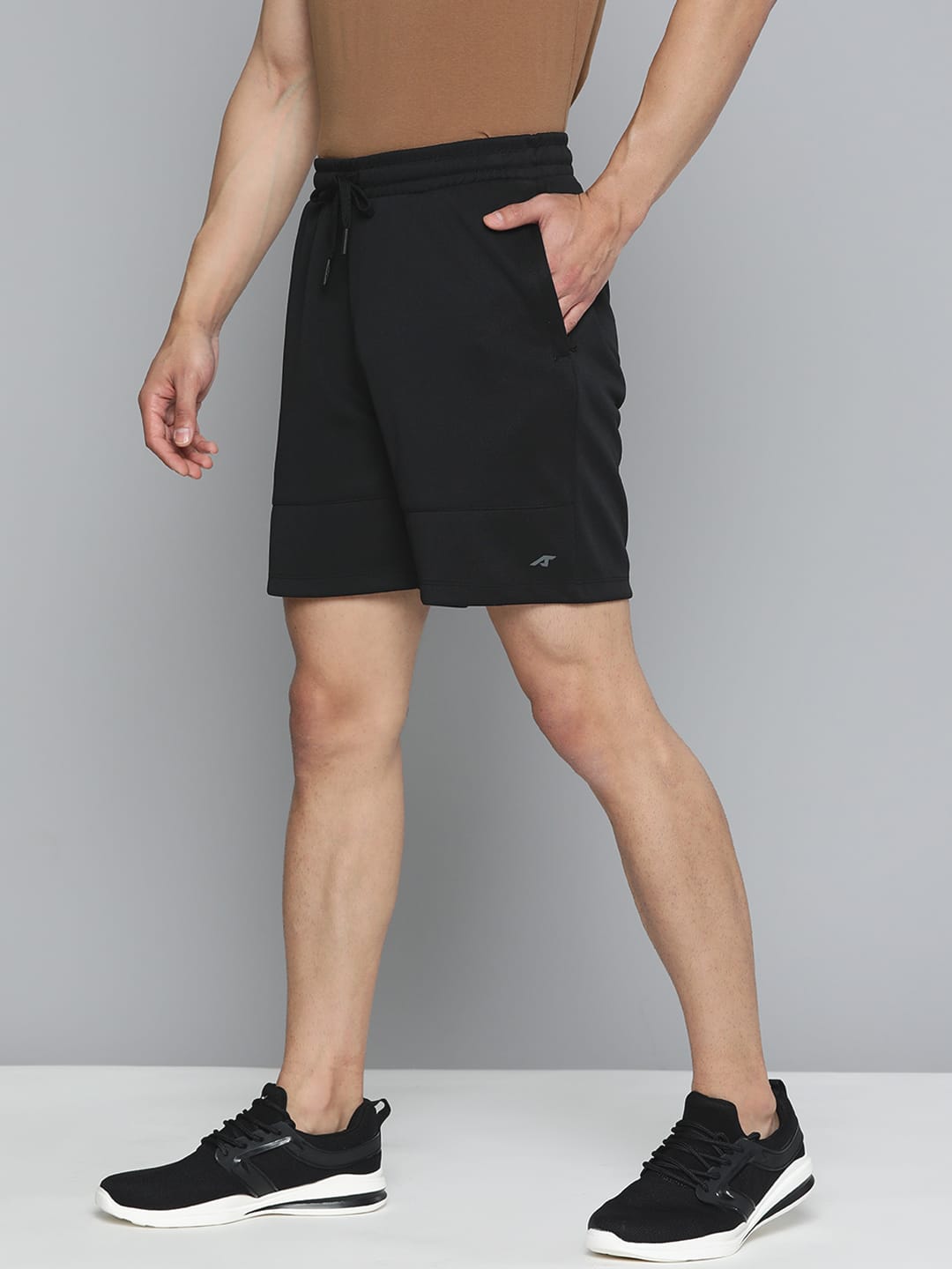 Alcis Men Black Slim Fit Drytech+ Yoga Sports Shorts