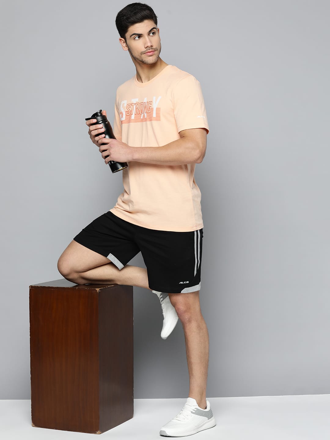 Alcis Men's Striped Regular Fit Sports Shorts
