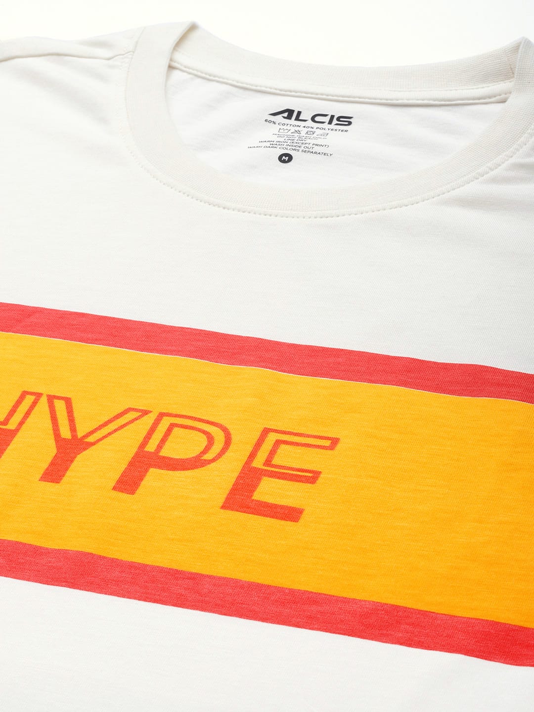 Alcis Men Off White Typography Printed Slim Fit Gym T-shirt