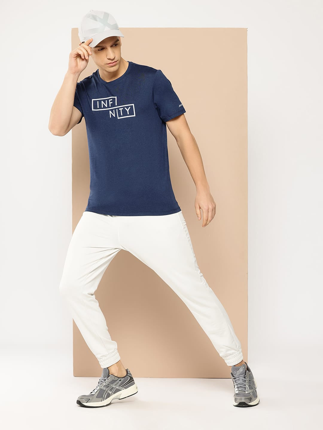 Alcis Men's Printed Blue & Black Anti-Static Drytech+ Slim-Fit Training Tee