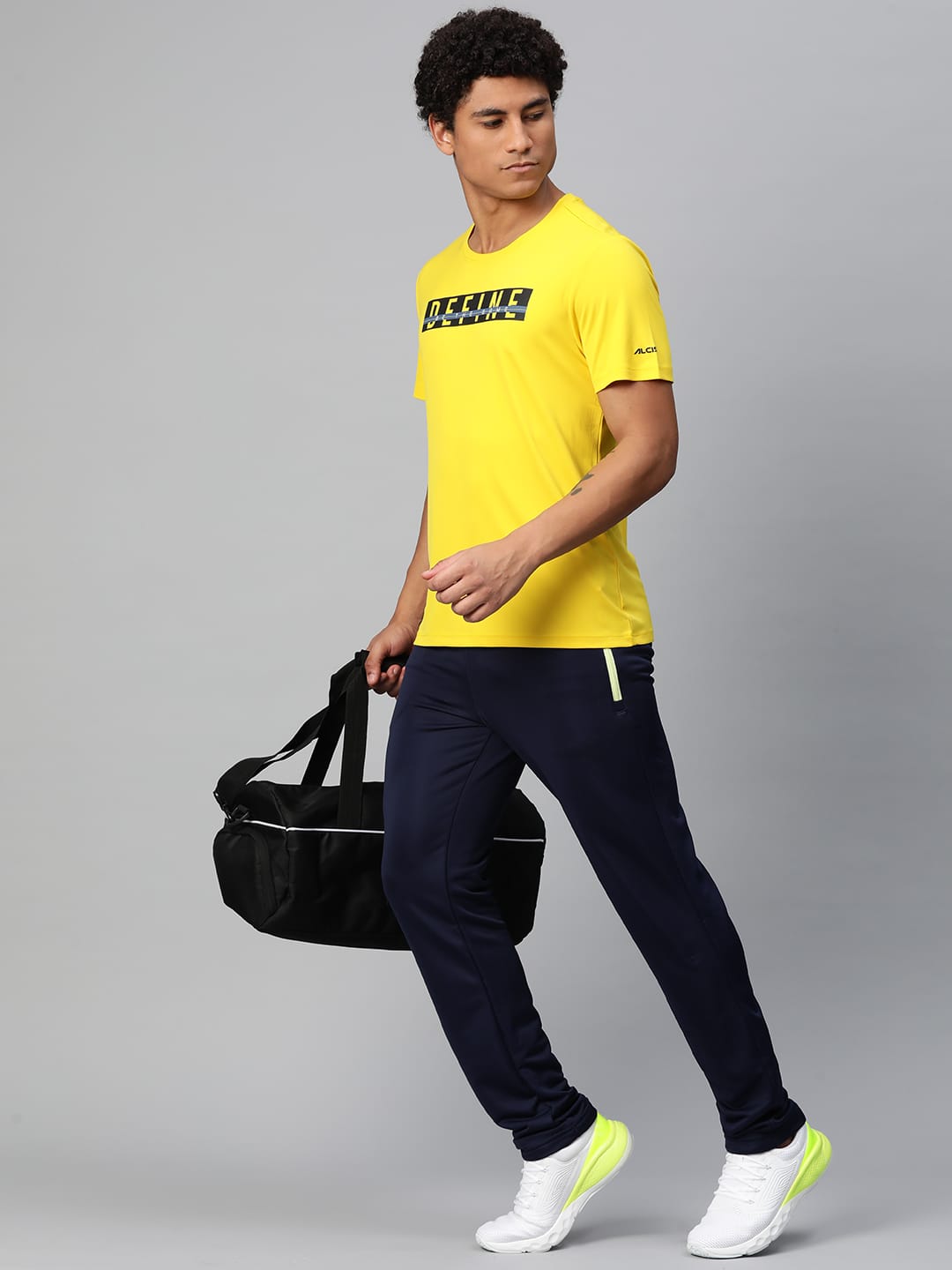Alcis Men's Typography Printed Anti Static Slim Fit T-shirt