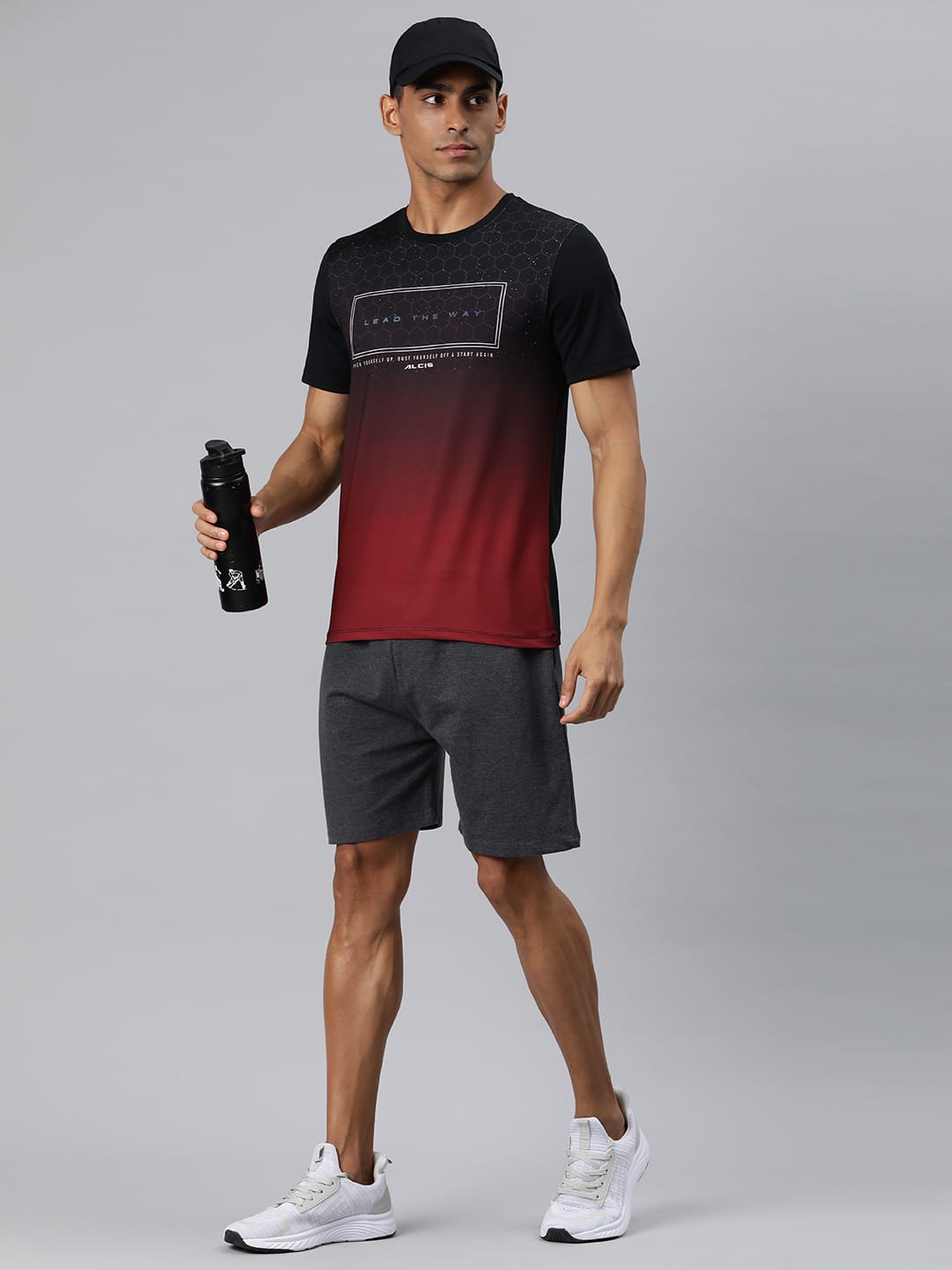 Alcis Men Black Typography Printed Anti Static Slim Fit T-shirt