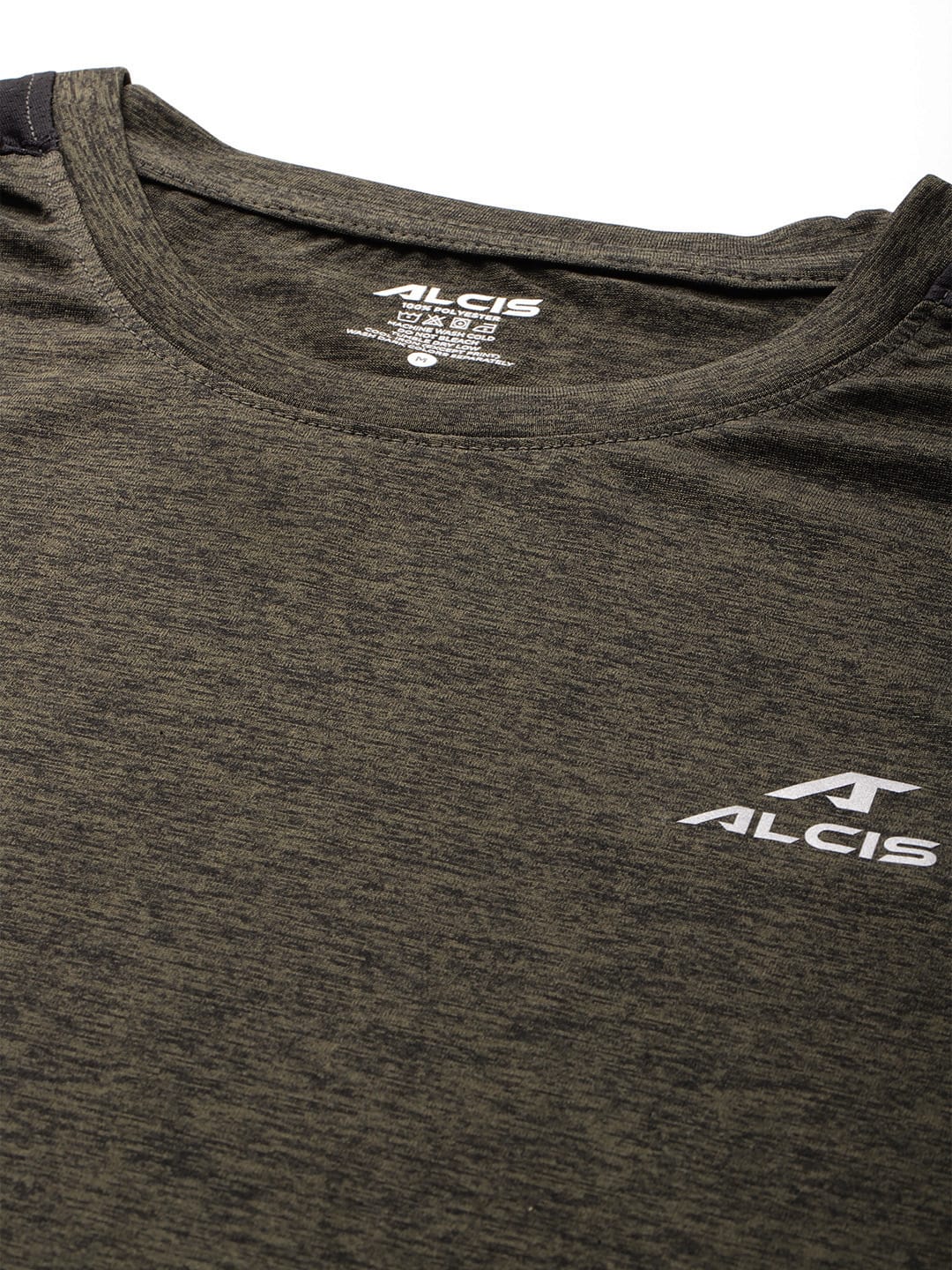 Alcis Men Olive Green Solid Slim Fit T-shirt