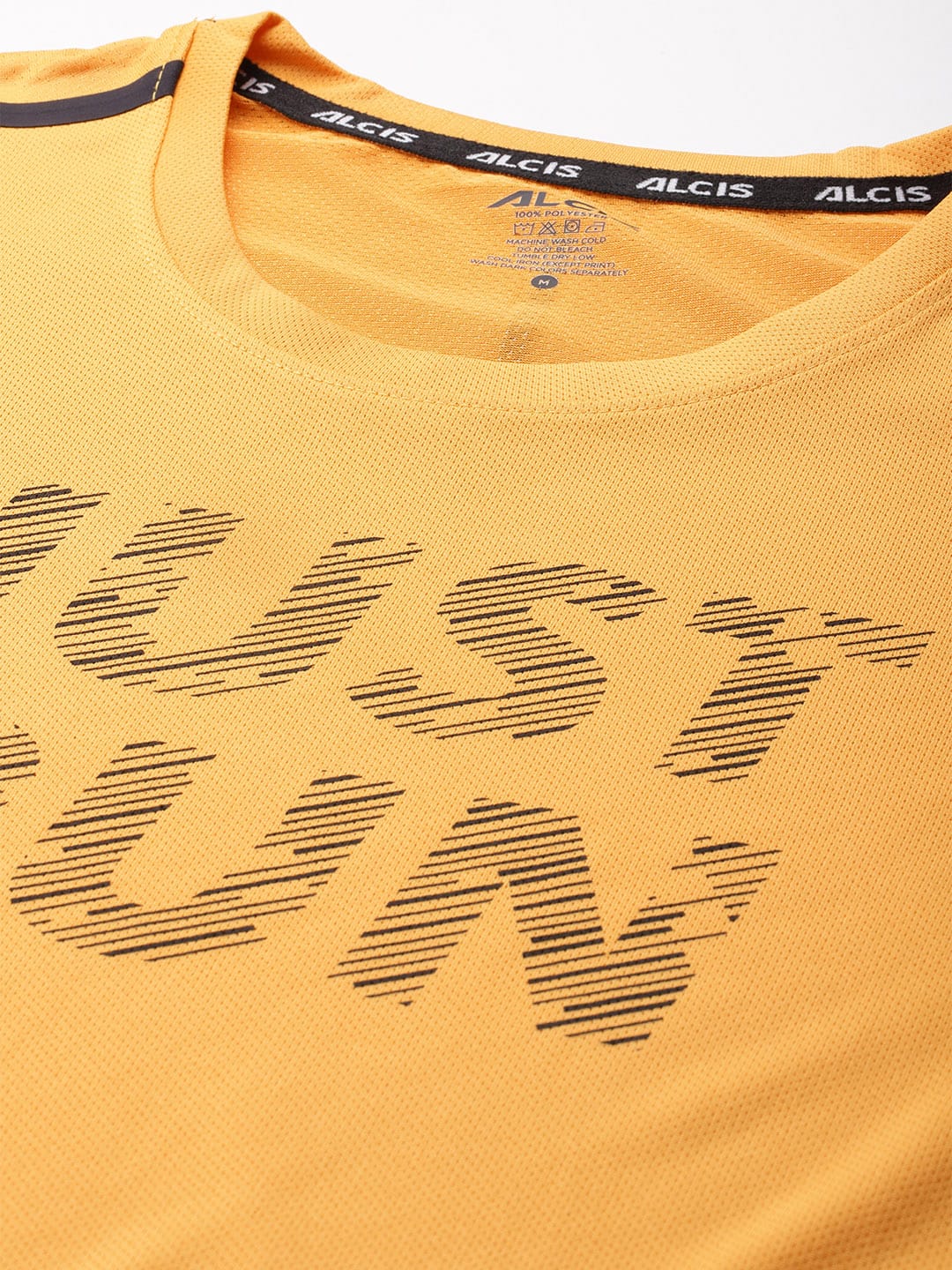 Alcis Men Typography Printed Anti Static Slim Fit Sports T-shirt