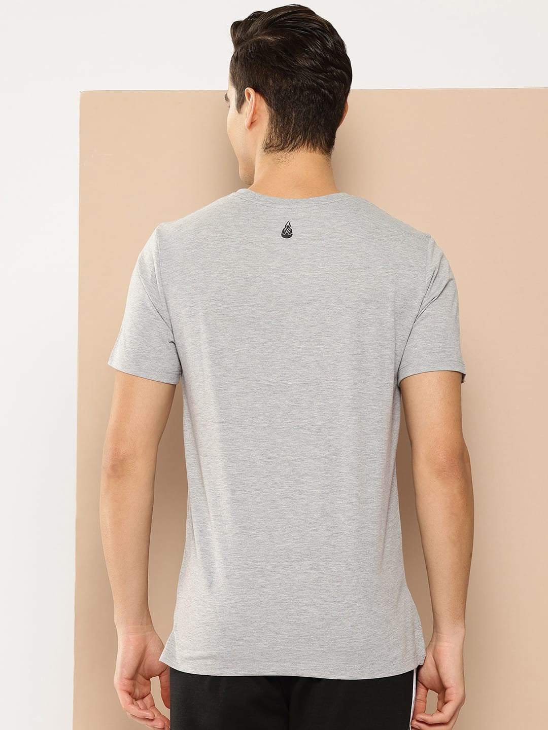 Alcis Men Grey Melange Yoga T-shirt
