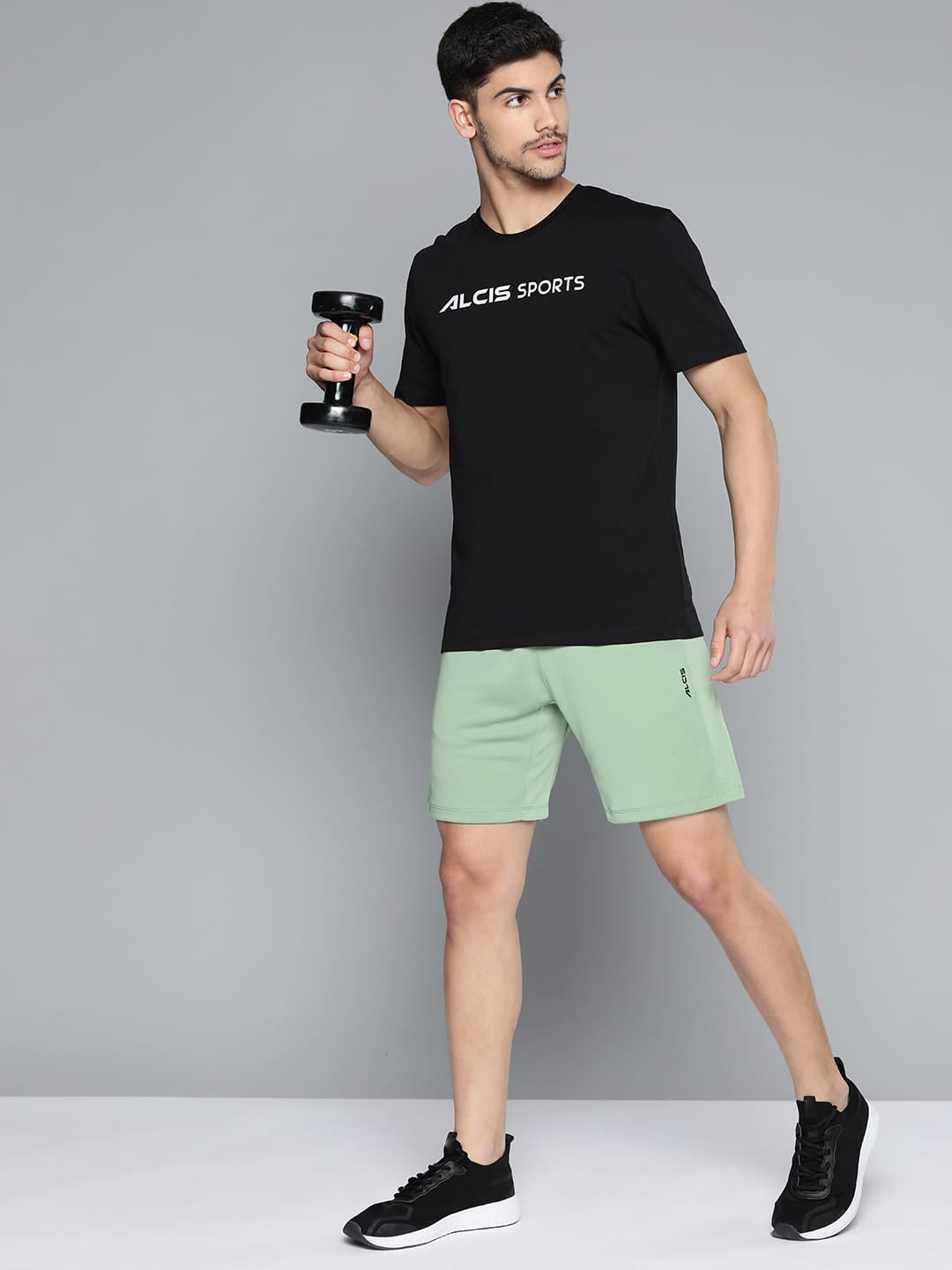 Alcis Men Black Typography Printed Slim Fit Sports T-shirt