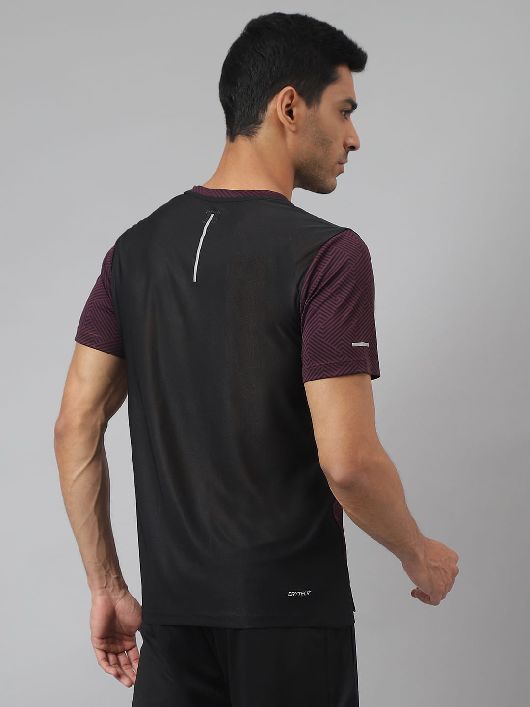 Alcis Men Burgundy Drytech+ Anti-Static Slim-Fit Round Neck Running T-Shirt