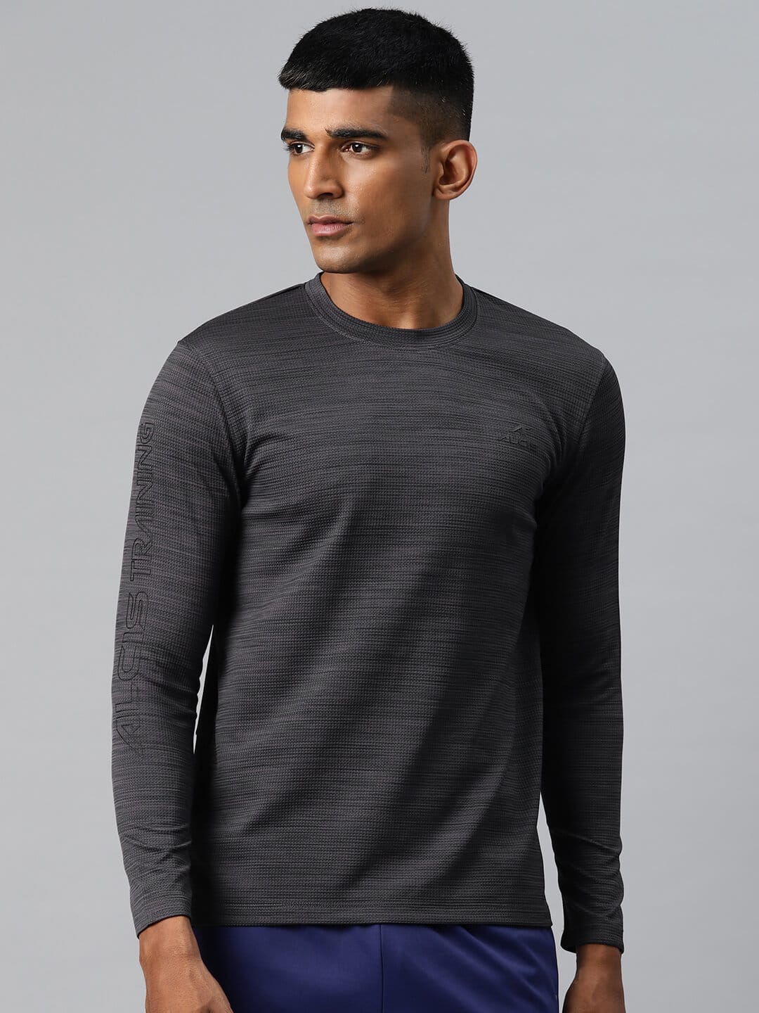 Alcis Men Grey Typography Printed Dry Tech Slim Fit Sports T-shirt