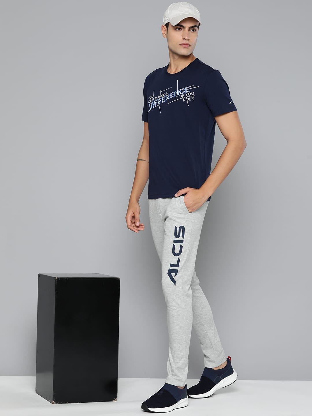 Alcis Men Grey Printed Drytech+ Slim-Fit Track Pants