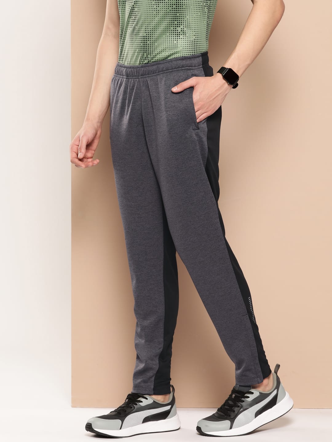 Alcis Men Grey Colourblocked Slim Fit Running Track Pants
