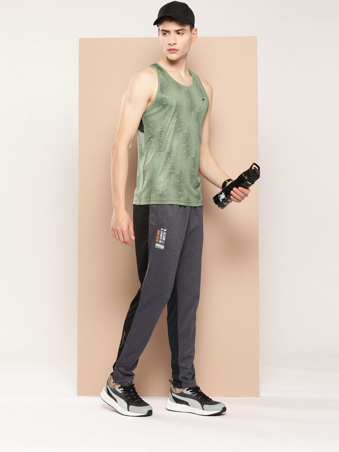 Alcis Men Grey Colourblocked Slim Fit Running Track Pants