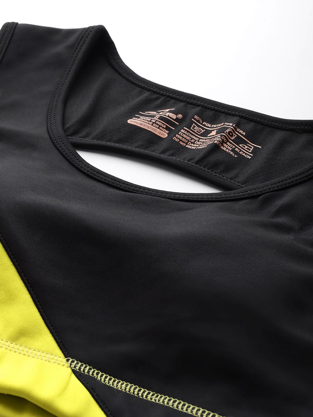 Alcis Black Yellow Colourblocked Bra Lightly Padded