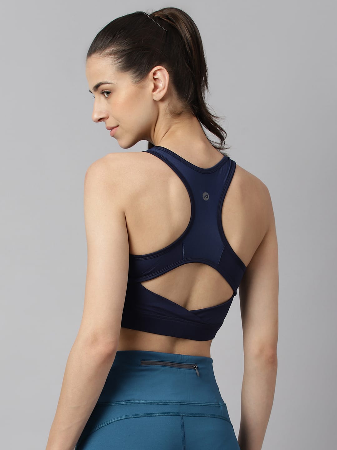 Alcis Women Navy Anti-Static Slim-Fit High Impact Sports Bra