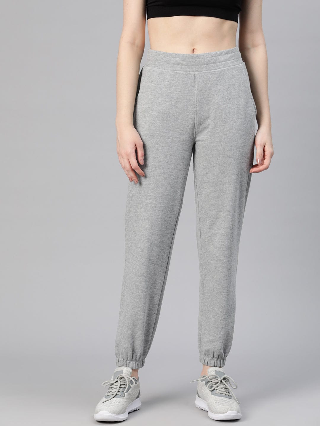 Alcis Women Grey Solid Regular-Fit Joggers