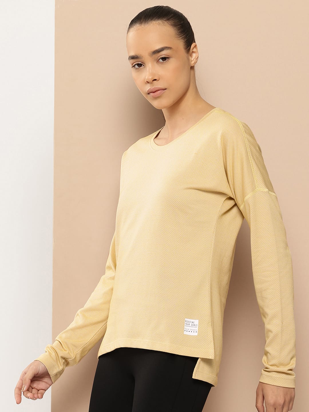 Alcis Women Solid Drop-Shoulder Sleeves T-shirt