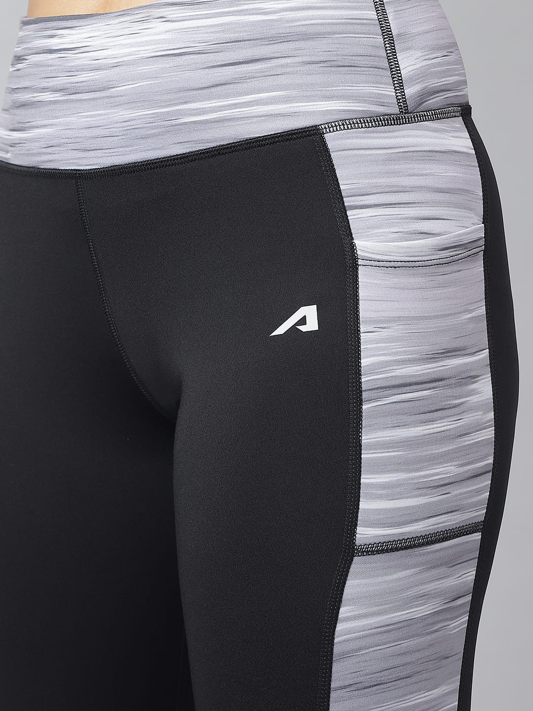 Alcis Women Black Colour-blocked Full-Length Training Tights
