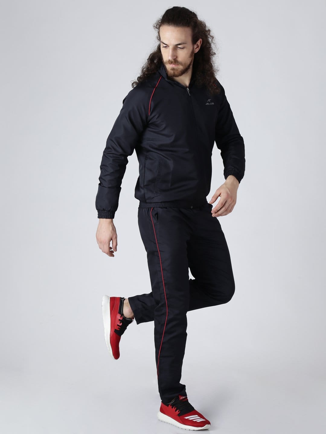 Alcis Mens Solid Navy-Green Tracksuit-S-Navy Blue