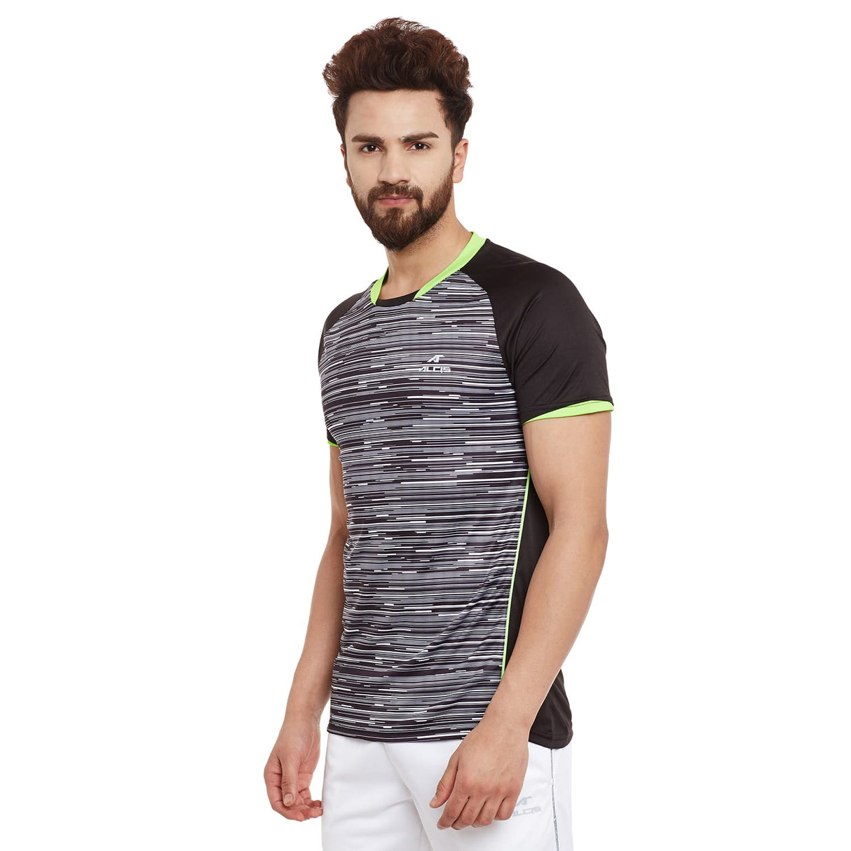 Alcis Men Black Printed Round Neck T-shirt