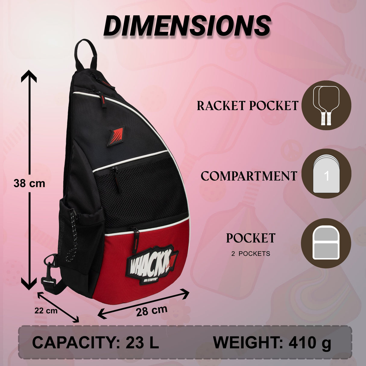 Stance Red 23 L Pickleball / Table Tennis TT Bag
