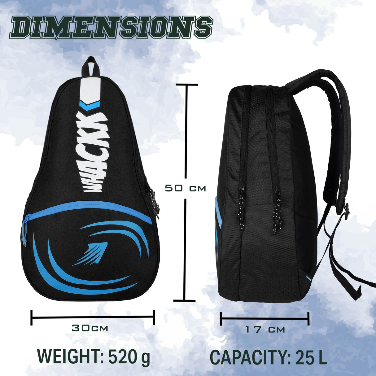 Ace Navy Black 28L Unisex Lightweight Stylish Tennis Badminton Squash Equipment Kit Bag | Shuttle Bag |Shoe Pocket| Backpack Style | Spacious Storage Compartment| Rackets Tennis-6 Badminton-8