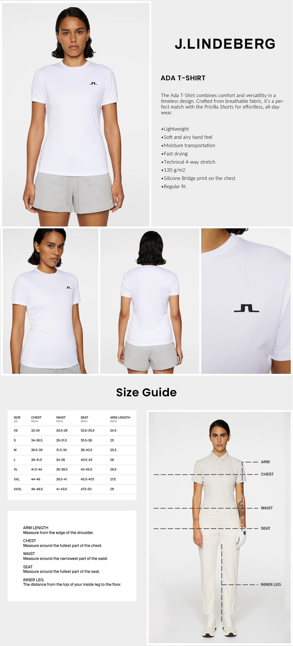 J Lindeberg Women’s Ada T-Shirt - White