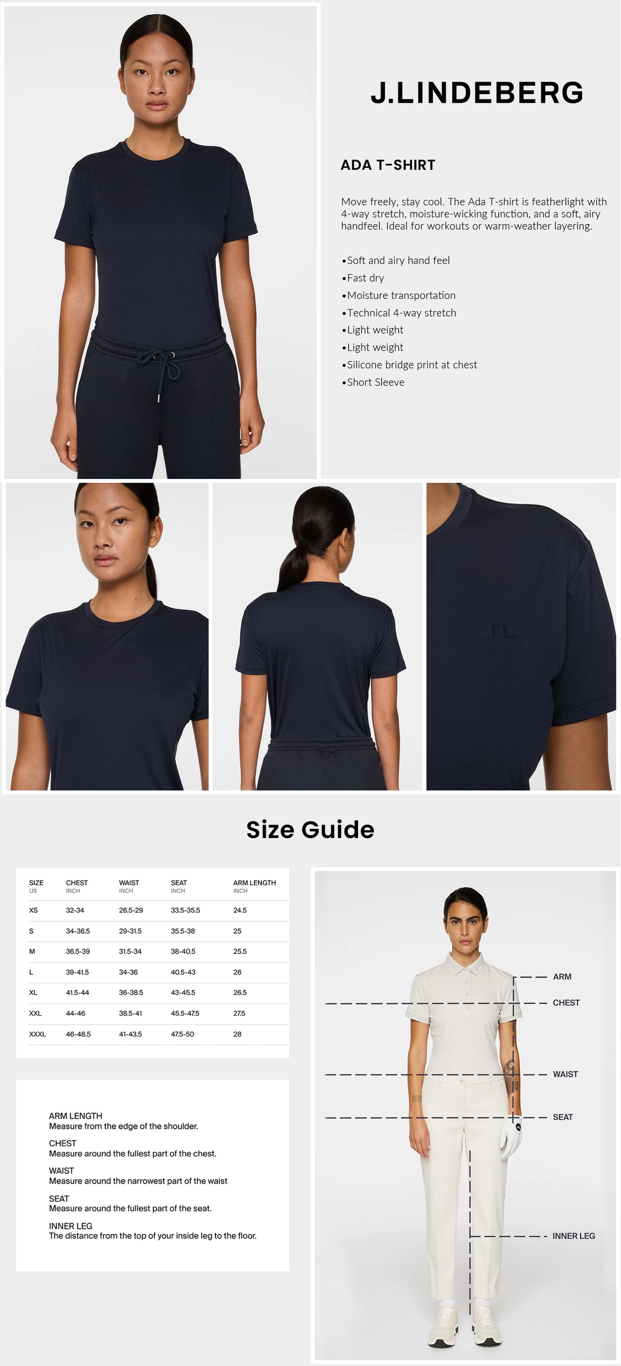J Lindeberg Women’s Ada T-Shirt - JL Navy