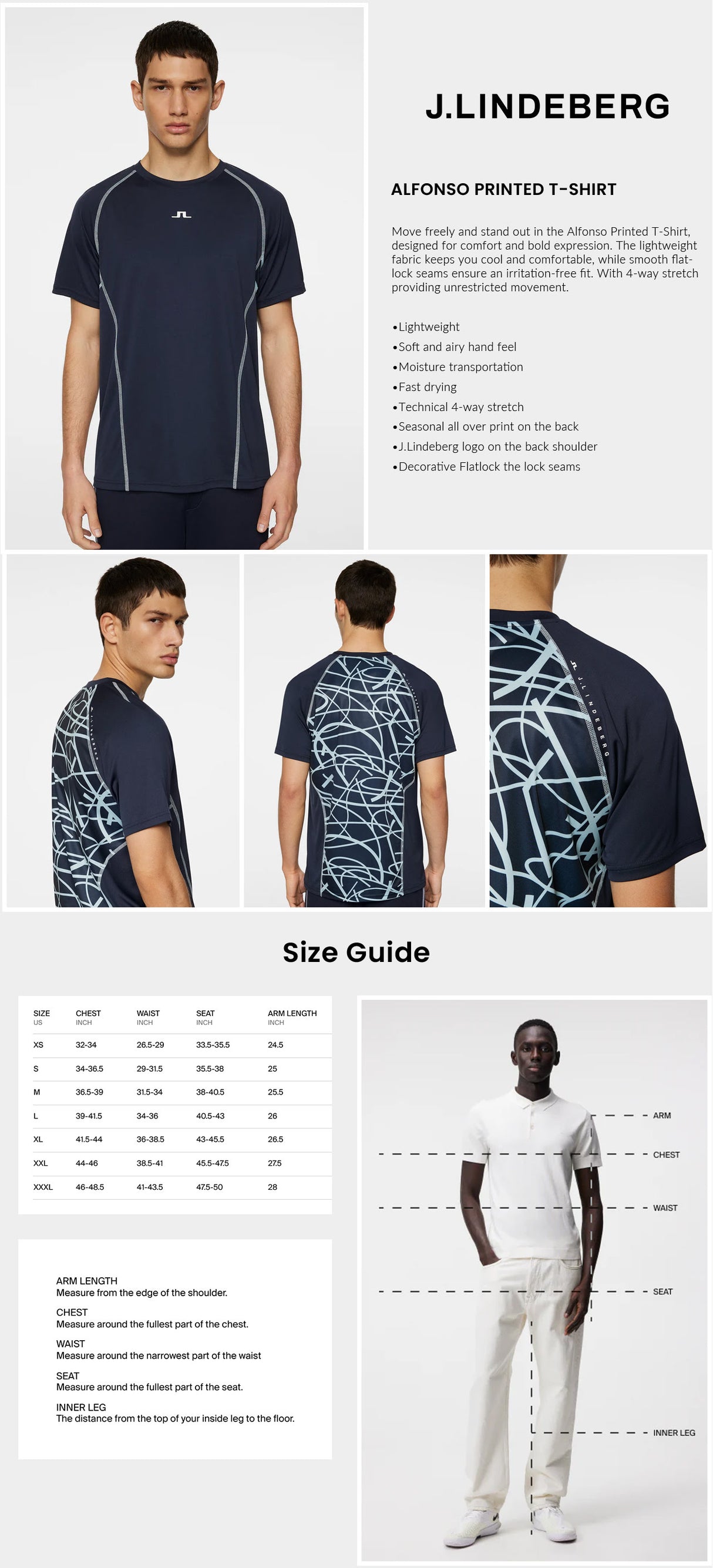 J Lindeberg Men’s Alfonso Printed T-Shirt - JL Navy