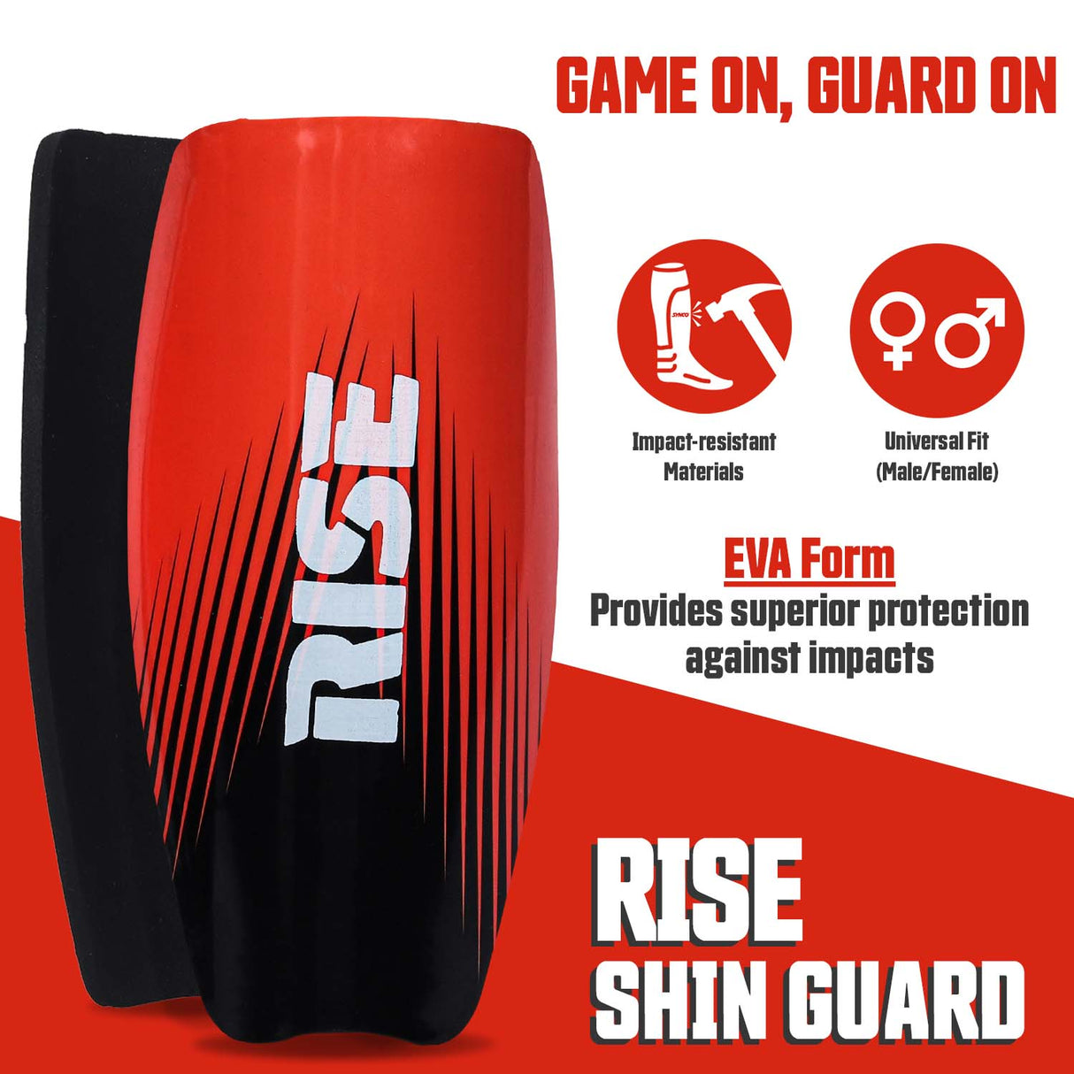 Synco Rise Shin Guard for Football | Slipin Shin Guard | Medium Size (Pack of 2)