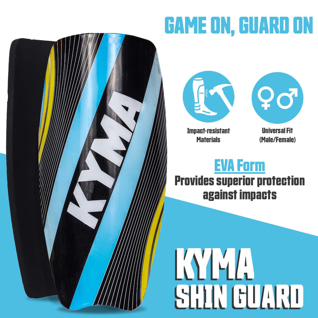 Synco Kyma Shin Guard for Football | Slipin Shin Guard | Medium Size (Pack of 2)