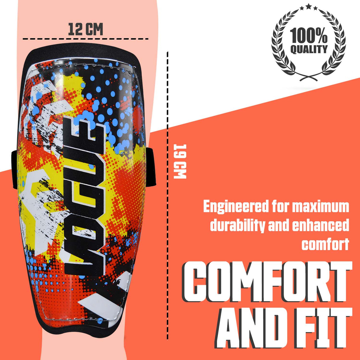 Synco Vogue Shin Guard | Professional Shin Guard with Double Velcro Adjustable Strap | Medium Size (Pack of 2)