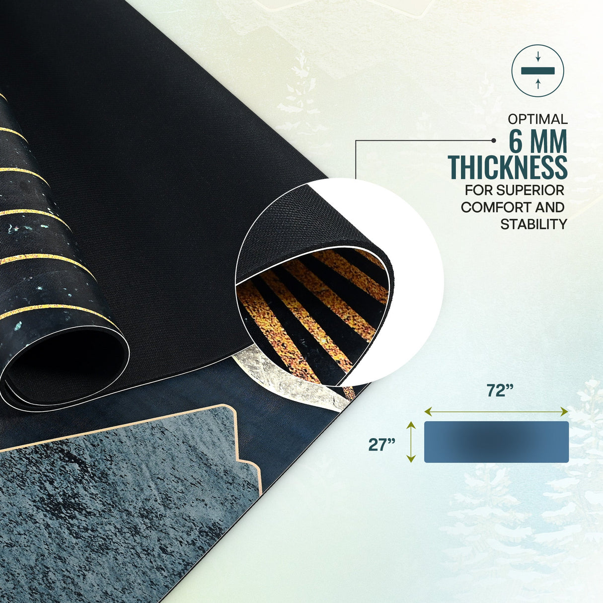 PU & Natural Rubber Yoga Mat - 6mm, Arabian Night