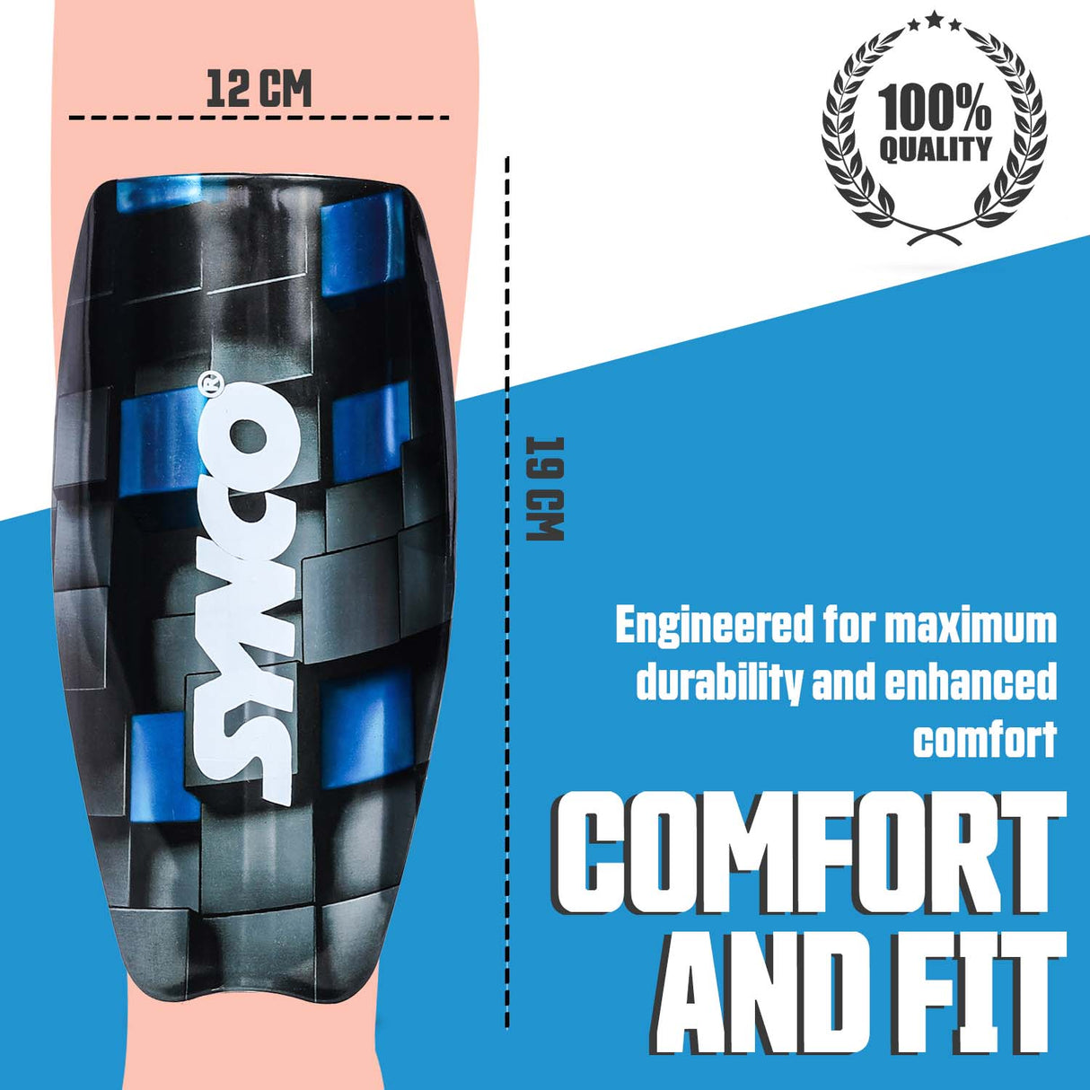 Synco Maestro Shin Guard For Football | Slipin Shin Guard | Medium Size (Pack of 2)