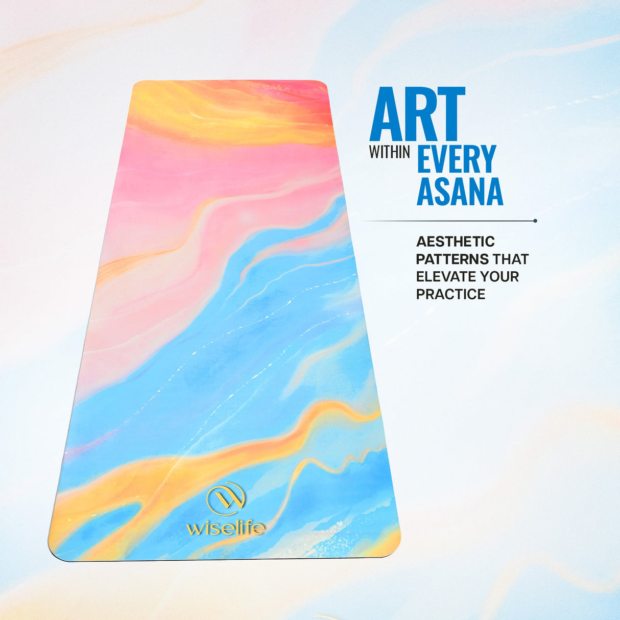 PU Printed & Natural Rubber Yoga Mat - 6mm, Abstract Marble