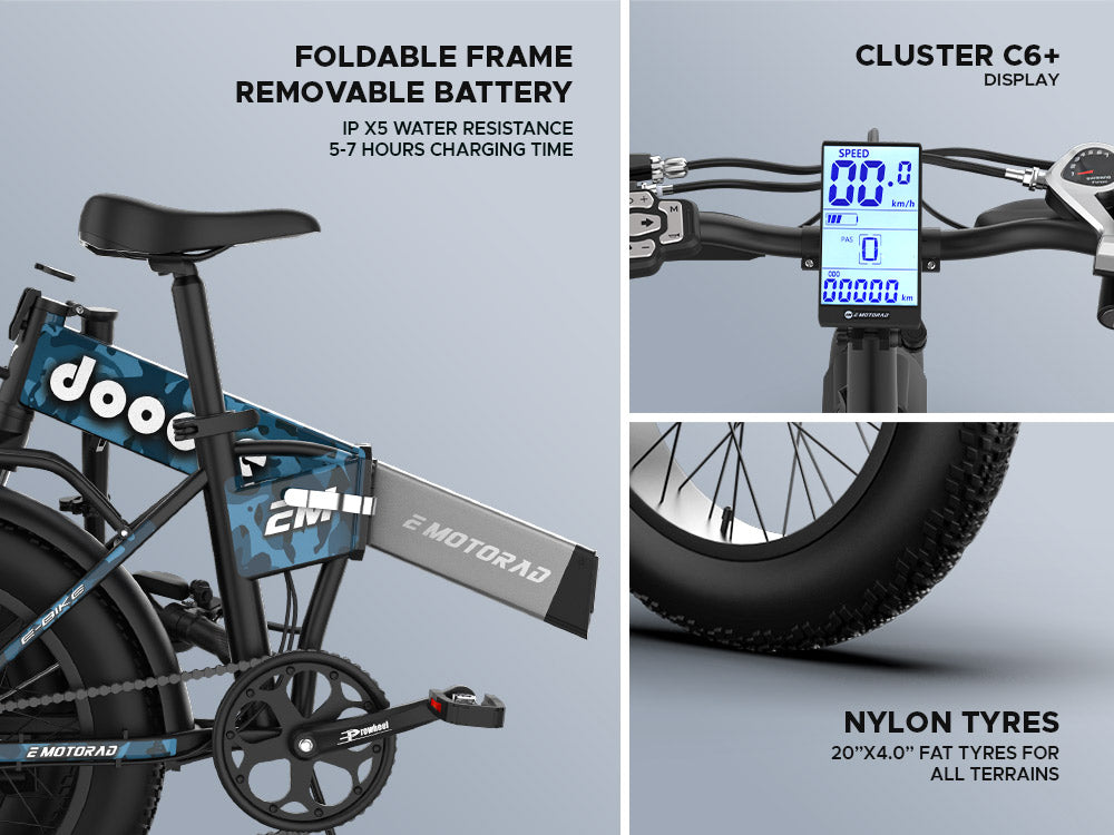 Doodle Pro Military Blue Electric Folding Bike Urban Series EMotorad | KIBI SPORTS