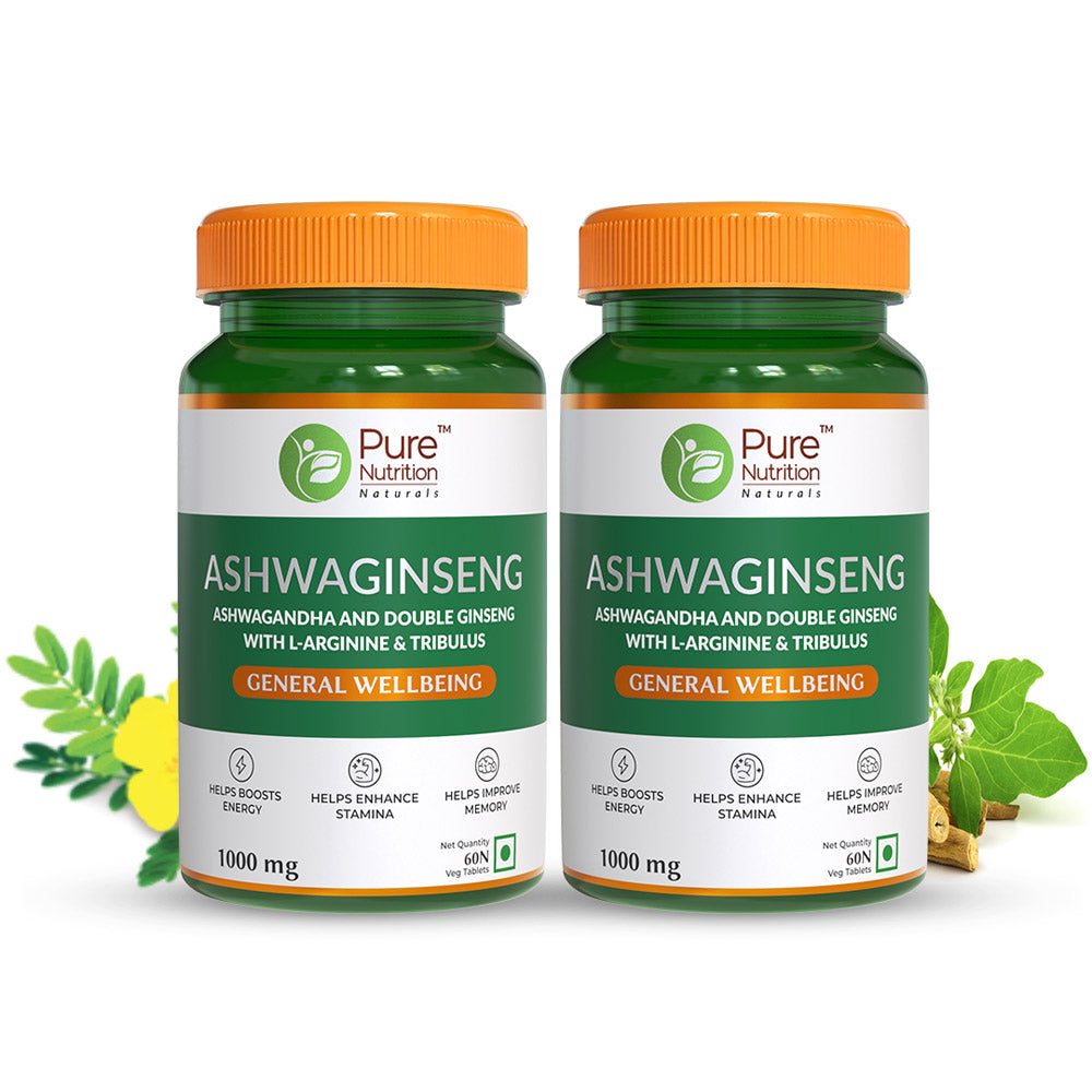 Ashwaginseng 60 Tabs Energy & Improves Stamina with Ashwagandha, Ginseng & Herbal Extracts