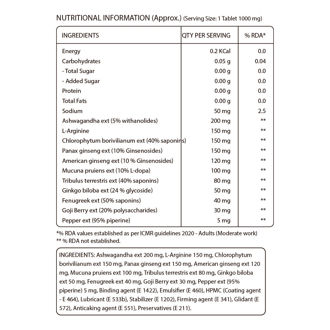 Ashwaginseng 60 Tabs Energy & Improves Stamina with Ashwagandha, Ginseng & Herbal Extracts