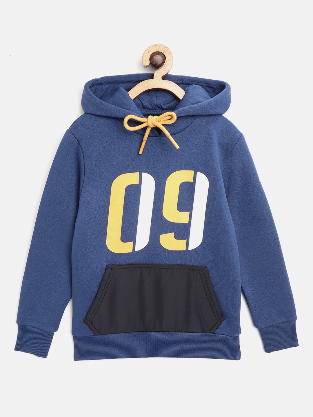 Alcis Boys Blue White Alphanumeric Print Hooded Sweatshirt-4