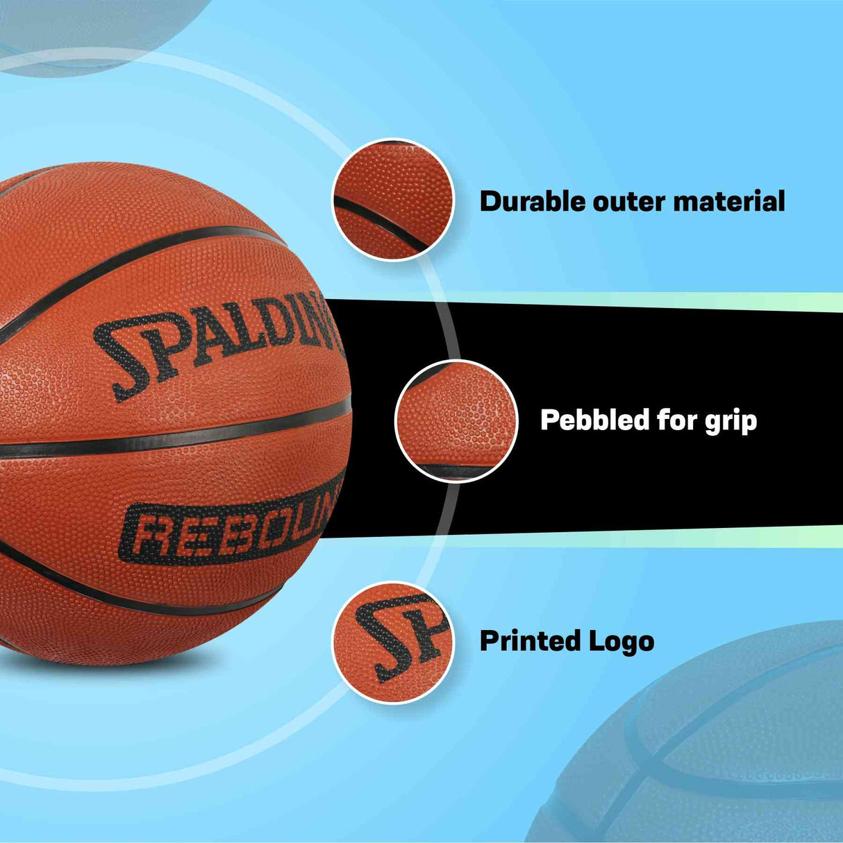 Spalding 8 Panel Rebound Rubber Moulded Indoor/Outdoor Basketball with Butyl Bladder, Suitable for Practice/Match/Training + Free Air Needle