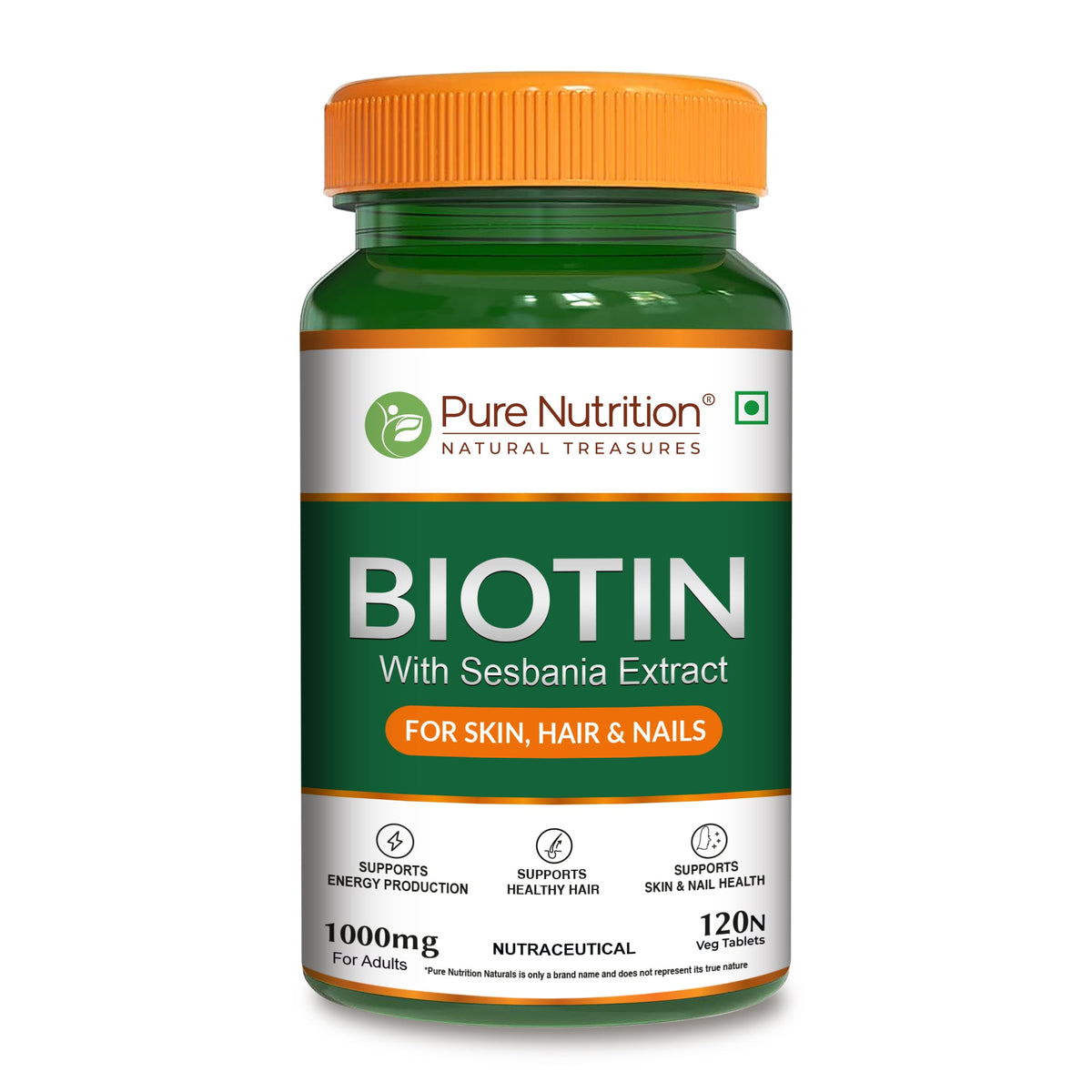 Biotin Tablet with Sesbania Extract – Vegetarian Tablets for Hair & Skin Support - Nutrition by Pure Nutrition