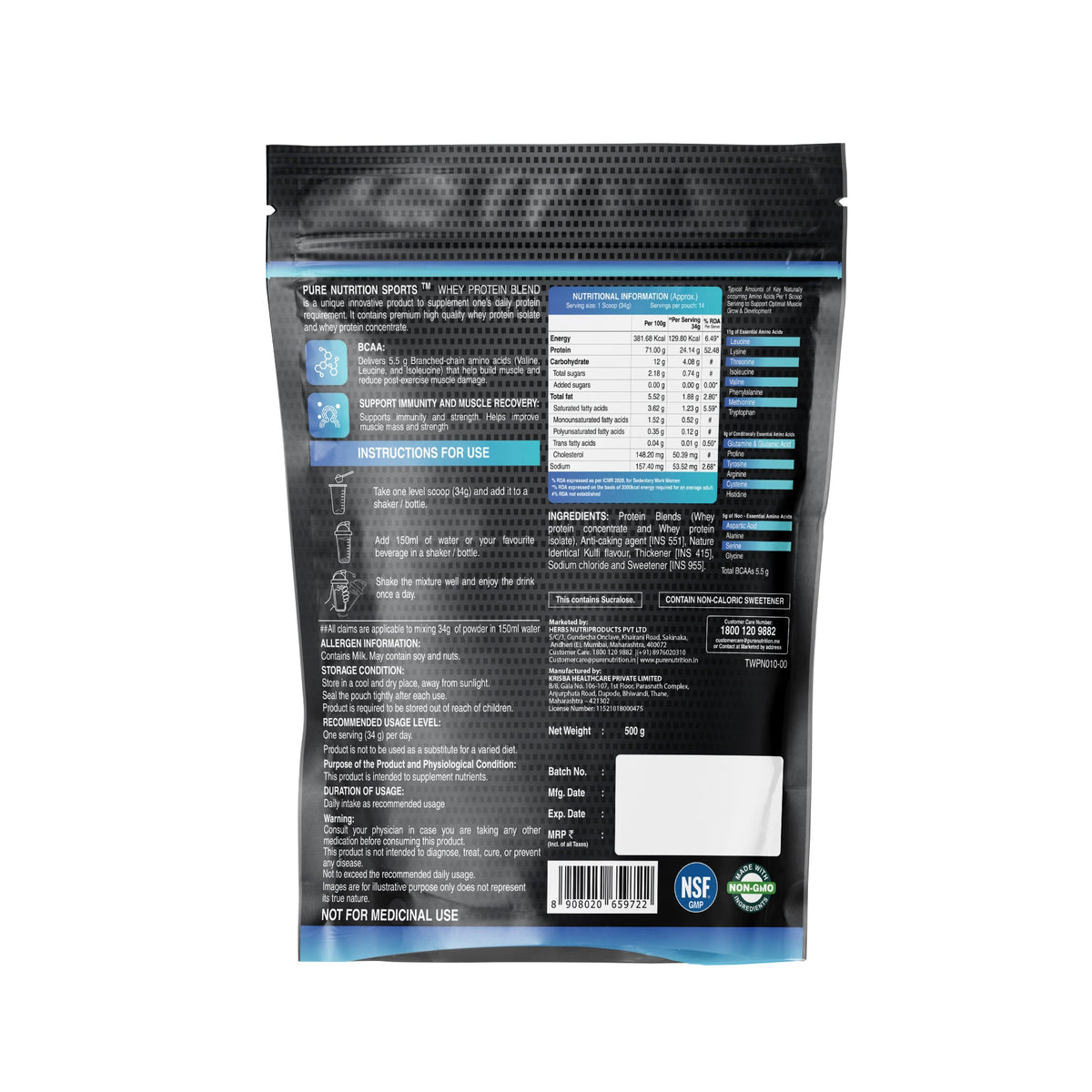 Whey Protein Blend For Muscle building, Lean muscle building (Kulfi )- 500 gm