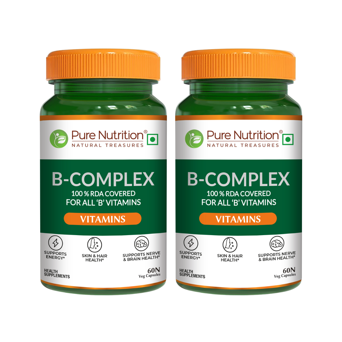 B Complex with Essential Vitamins B1, B2, B3, B5, B6, B7, B9, B12 - 60 Tablets | Supports Energy, Metabolism, and Overall Wellness