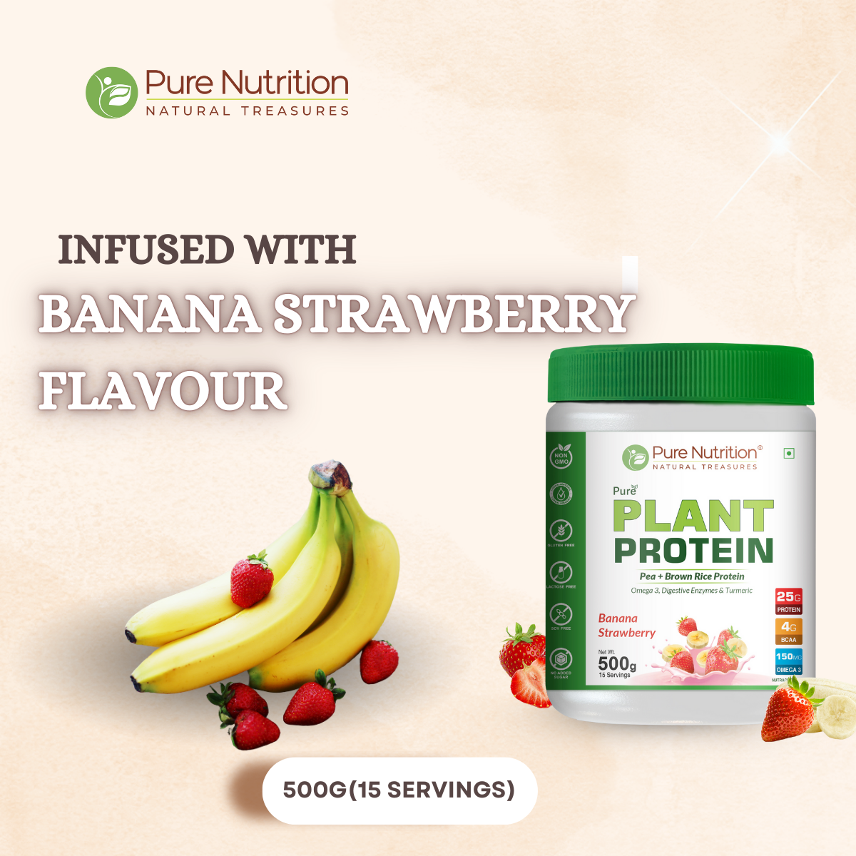 Vegan Protein Banana Strawberry Plant-Based Protein (500g)