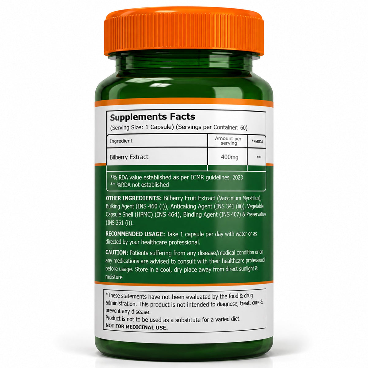Bilberry Extract 400 mg | Antioxidant & Daily Wellness Support | 60 Capsules