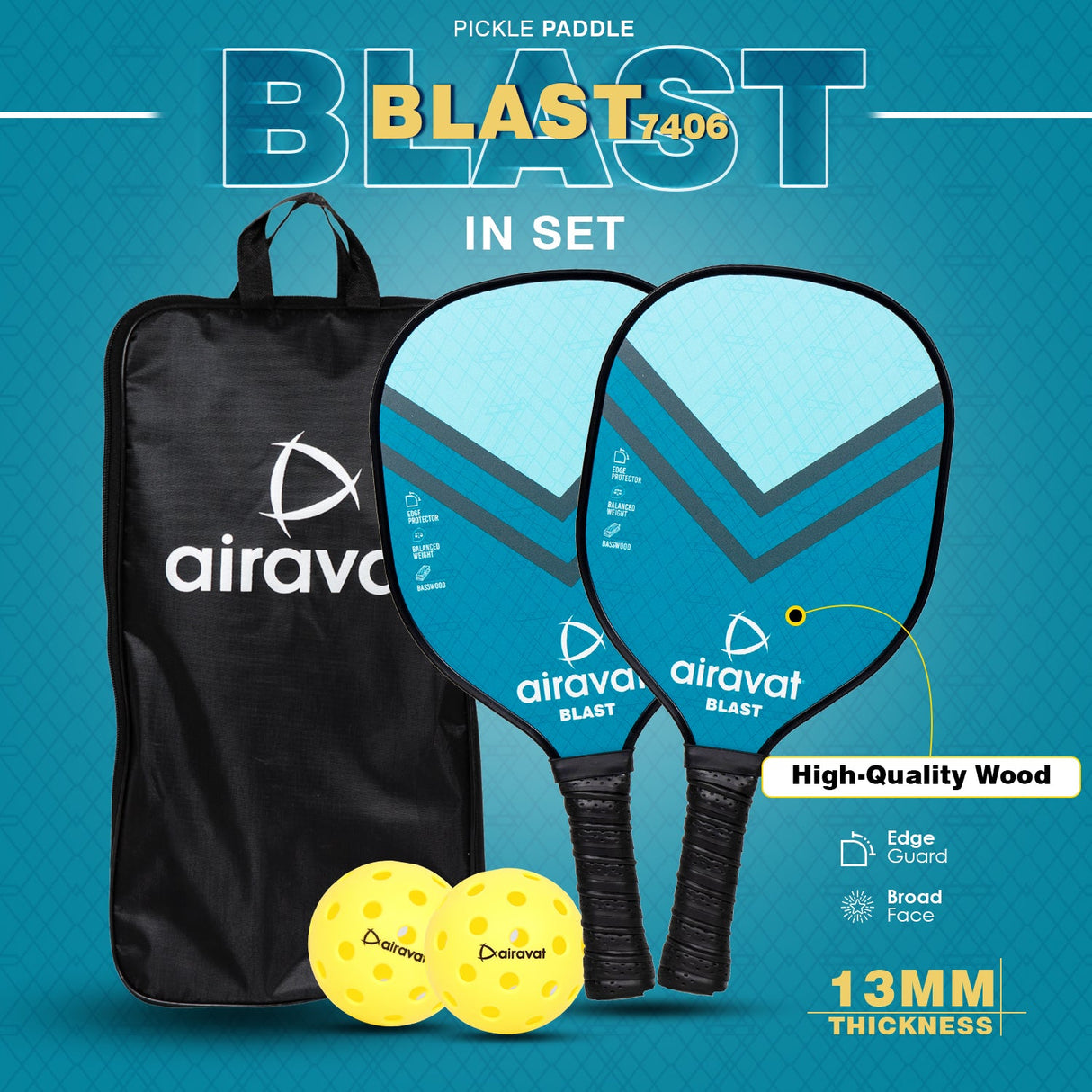 BLAST WOODEN PICKLEPADDLE - 7406 ( SET )