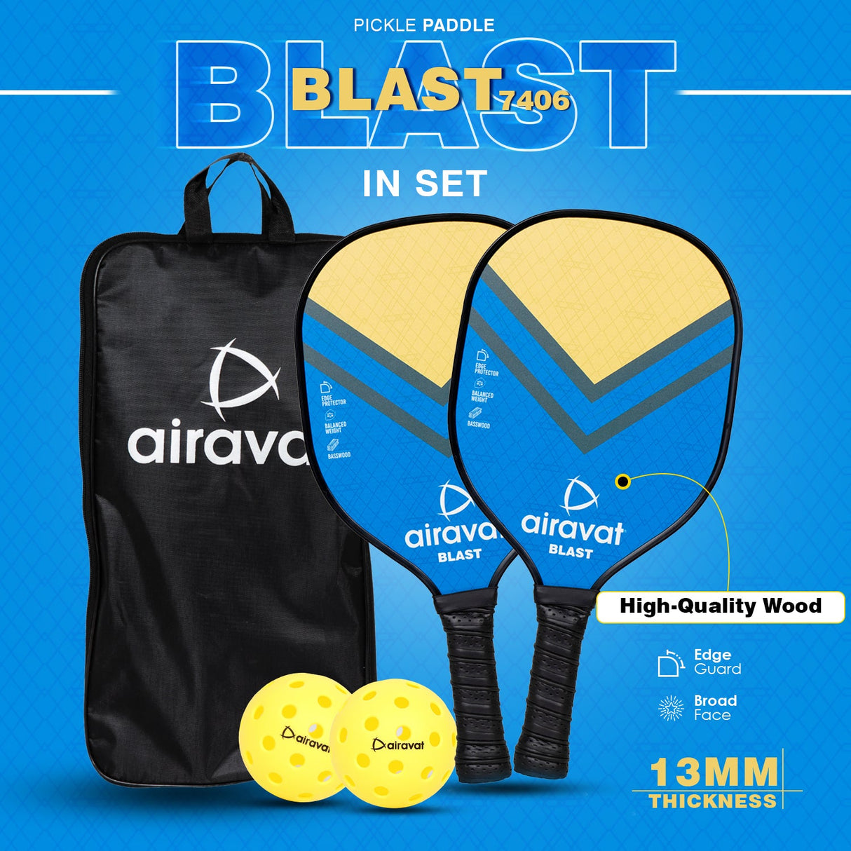 BLAST WOODEN PICKLEPADDLE - 7406 ( SET )