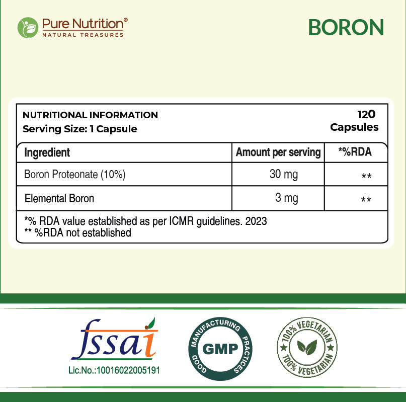 Boron 3mg Chelated Supplement Bone Health & Mineral Support