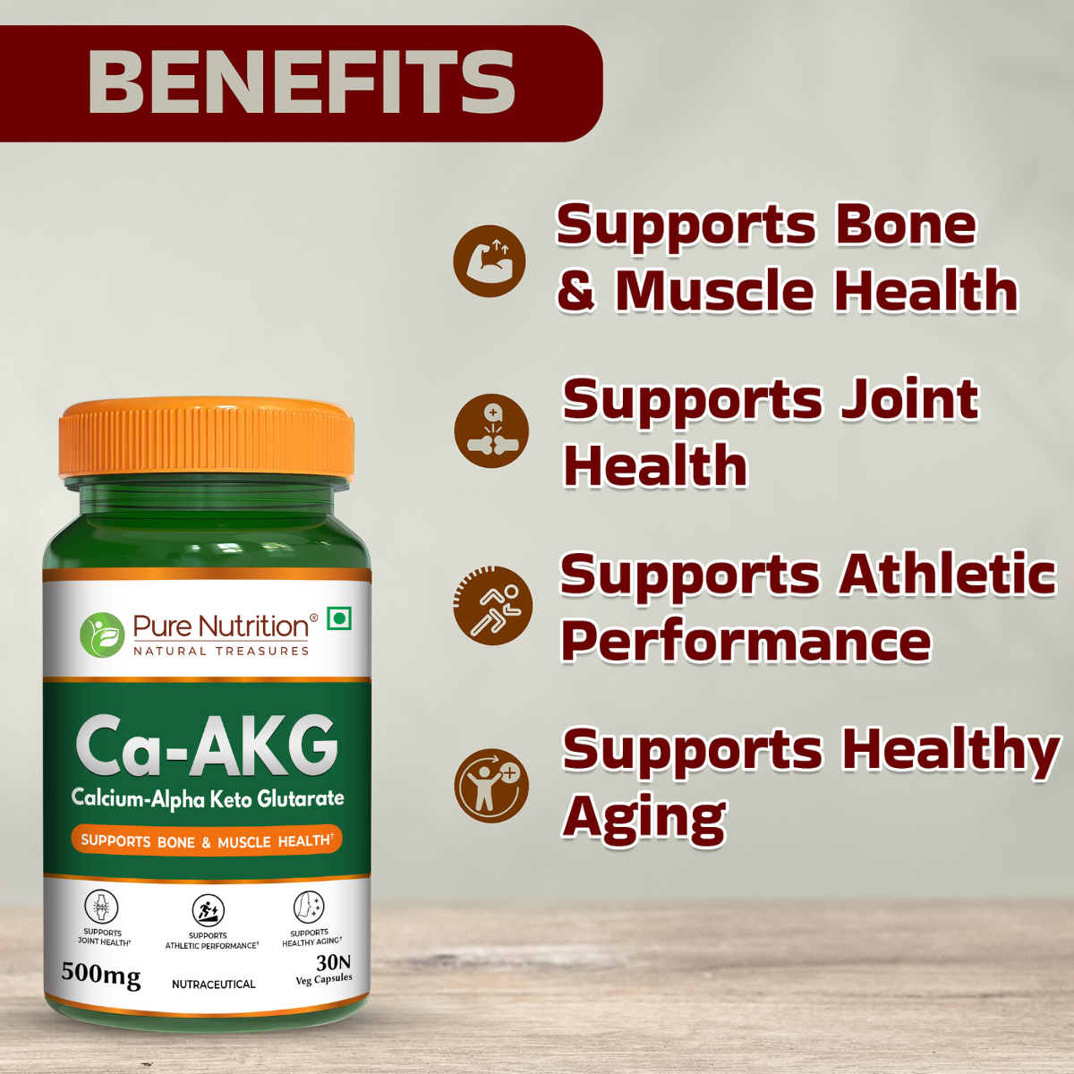 Ca-AKG Calcium Alpha-Ketoglutarate 500mg | Bone & Joint Health