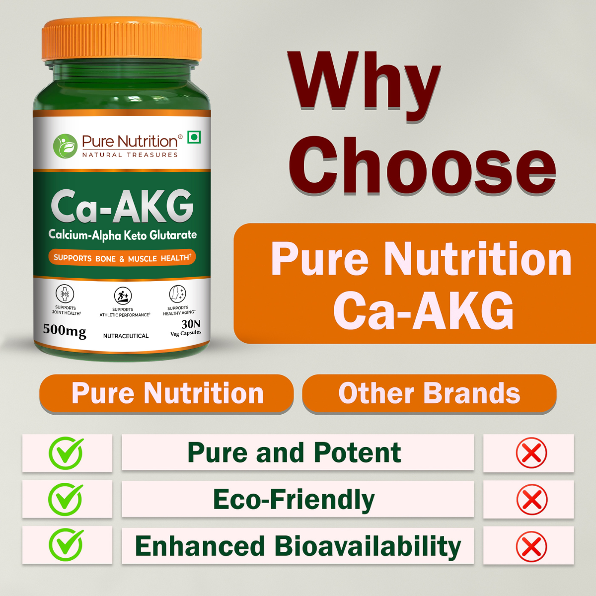Ca-AKG Calcium Alpha-Ketoglutarate 500mg | Bone & Joint Health