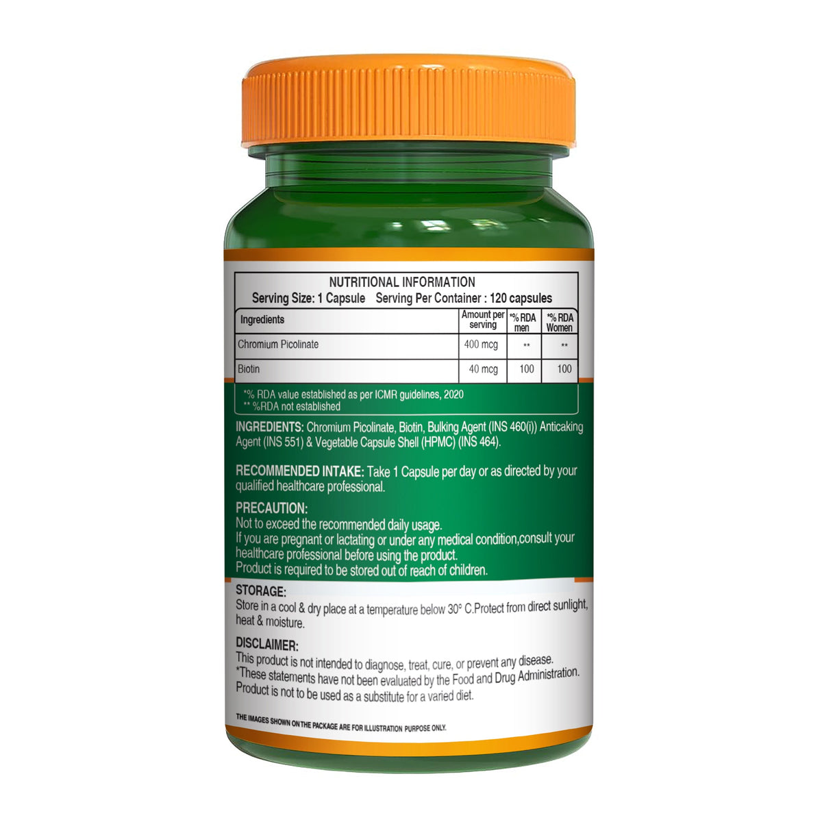 Chromium Picolinate 120 Capsules Blood Sugar, Metabolism & Weight Support