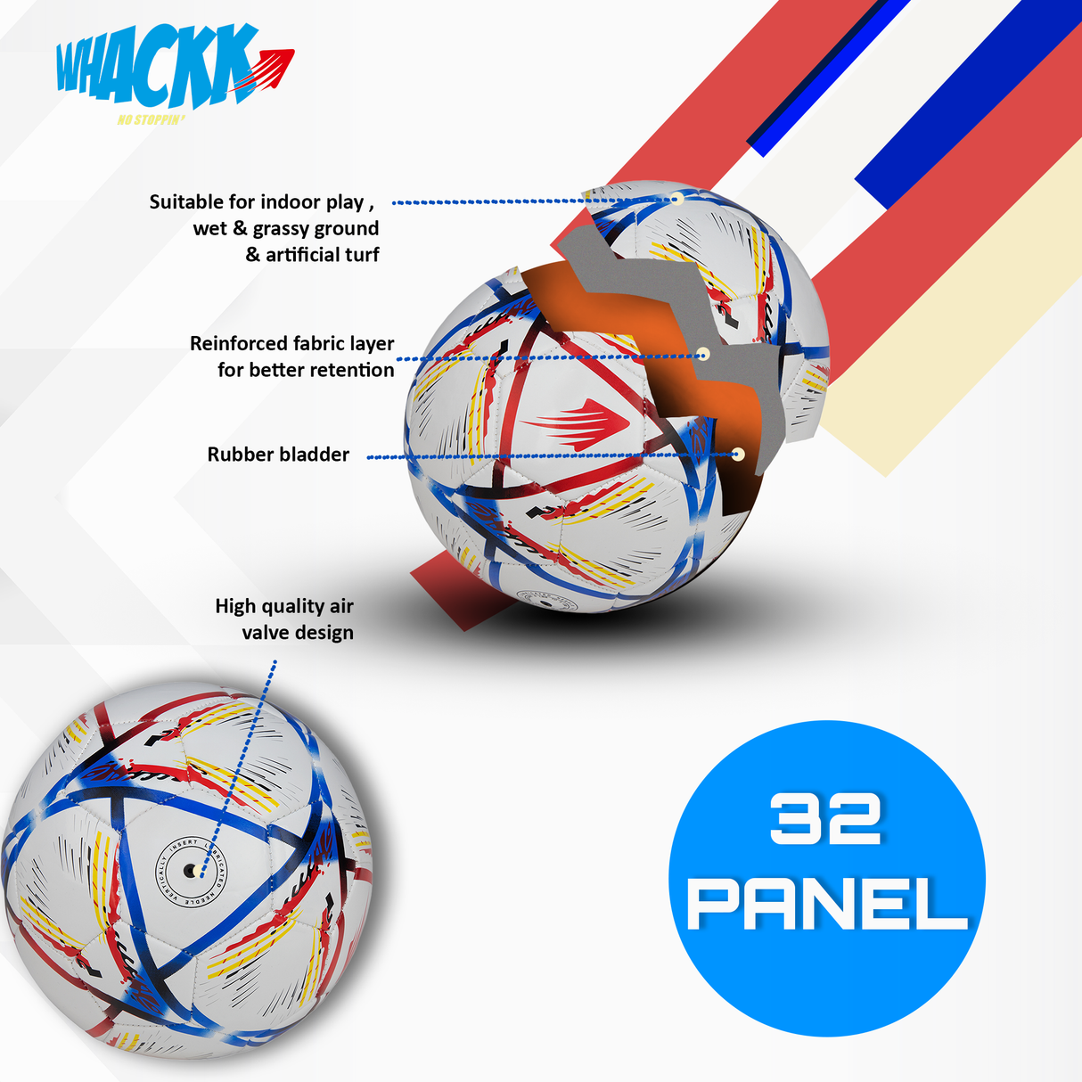 Whackk Hagi Football Navy red Football/Soccer/Training Ball